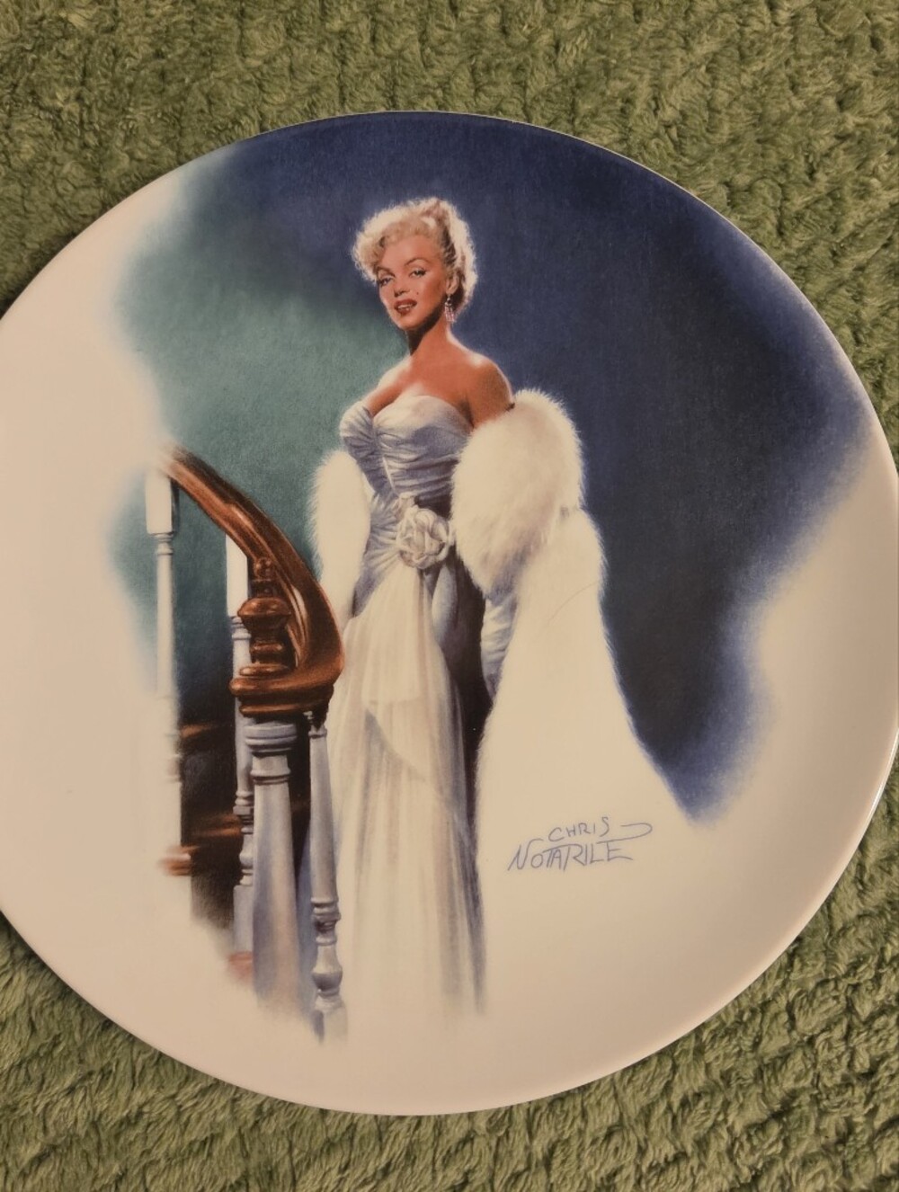 All About Eve Decorative Plate — White, Blue, Green